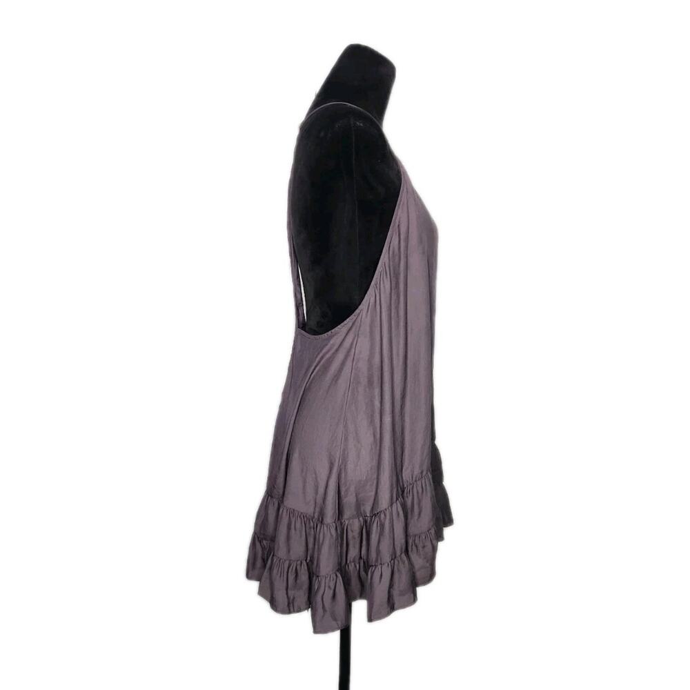 Intimately Free People Raven Slip Dress Racer Back Size S Gray Tiered Ruffle Hem - Picture 3 of 7